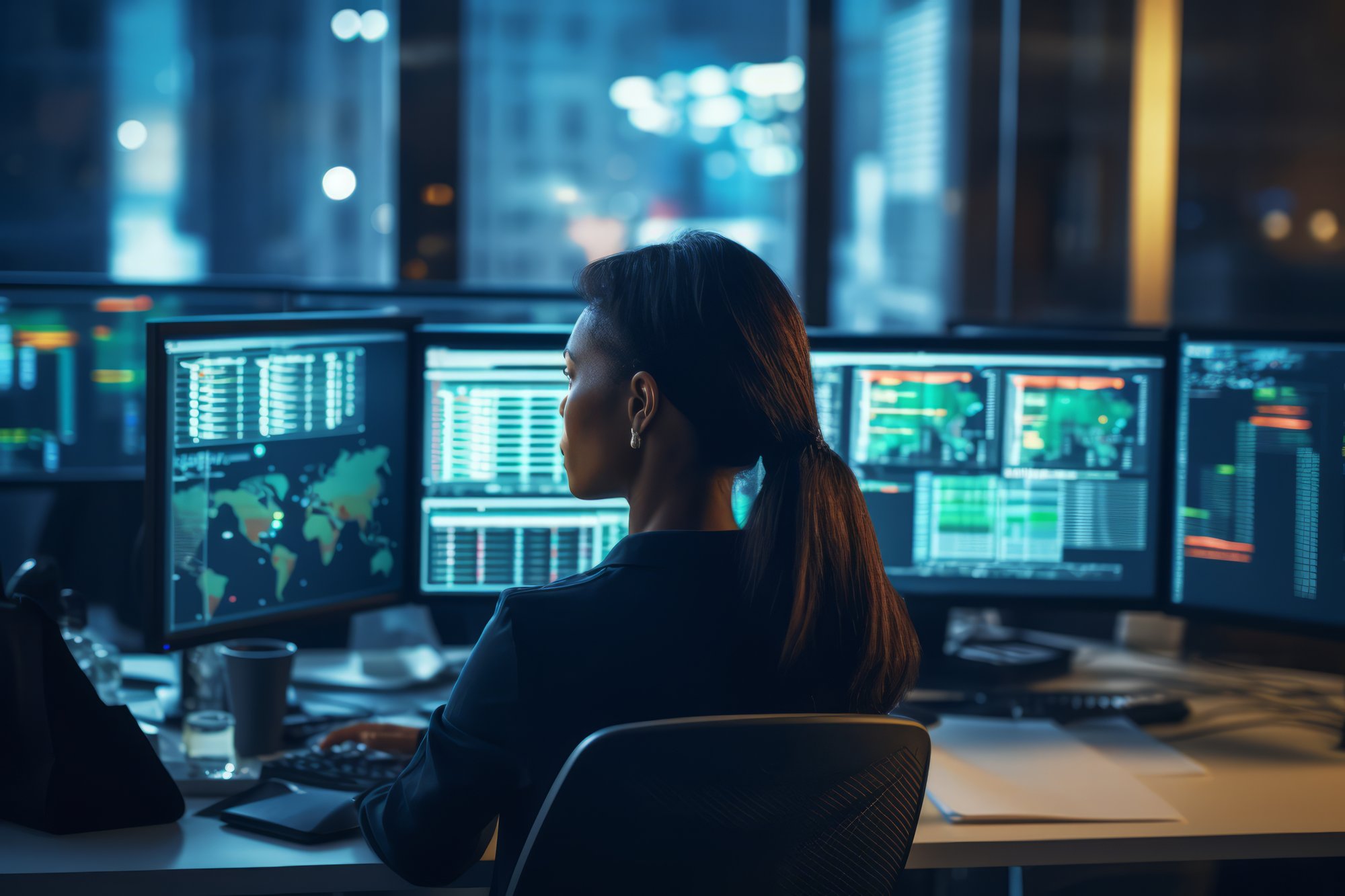 confident-female-network-administrator-her-workstation-surrounded-by-multiple-computer-screens